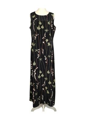 Black Floral Maxi Dress - Sleeveless Elegant Evening Dress